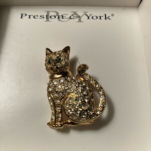 PRESTON AND YORK NWT RHINESTONE PLATED KITTIE CAT NWT